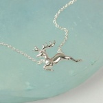 Sterling Silver Leaping Stag Necklace by Peace Of Mind
